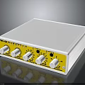 Modern White Electronic Device With Yellow Front Panel And Multiple Control Knobs Design