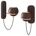 Modern Wooden Wall Lamps With Spherical Shades And Gold Accents For Home Decor