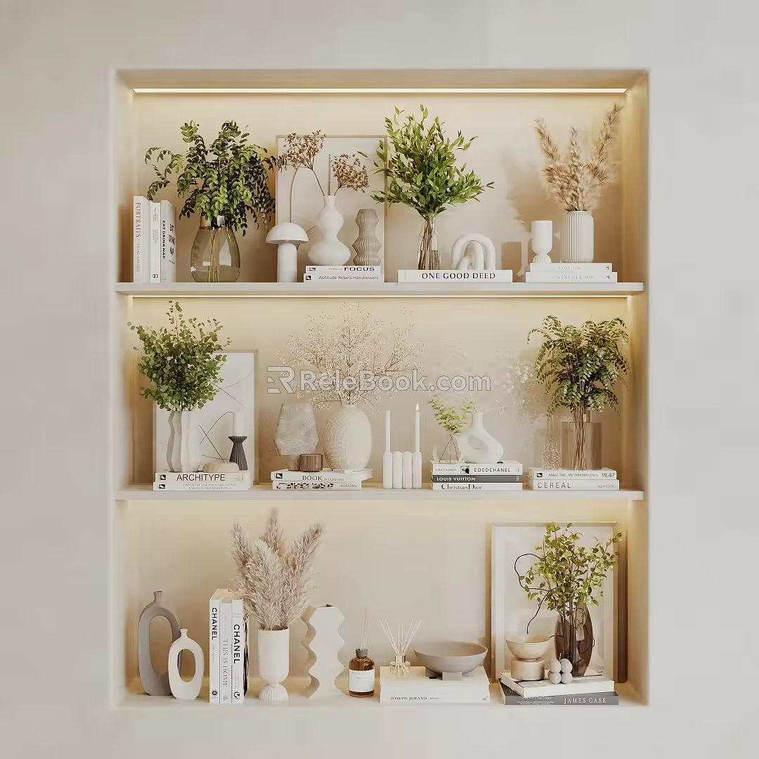 Decorative Ornaments Combination Vase Flower Art 3d model