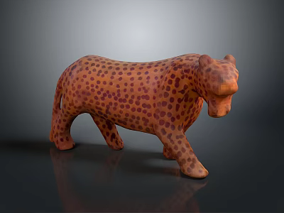 Modern Decorative Orange Leopard Sculpture With Purple Spots And Artistic Design 3d model