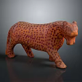 Modern Decorative Orange Leopard Sculpture With Purple Spots And Artistic Design