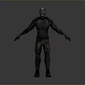 Game Movie Character In Dark Combat Armor With Glowing Helmet Standing Pose
