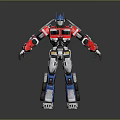 Red Blue White Robot Figure With Helmet Armor Mechanical Design Standing Pose Open Arms
