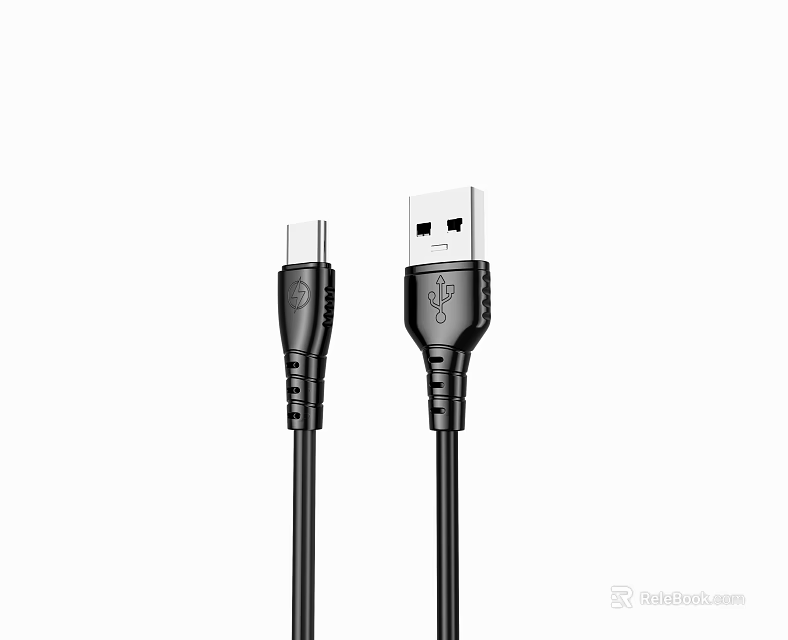 Durable Black USB to Micro USB Charging Data Cable for Mobile Devices 3d model 