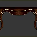 Antique Wooden Coffee Table With Ornate Gold Accents And Curved Legs Design