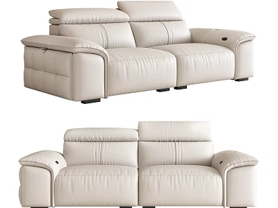 Modern Light Colored Leather Two Seater Sofa With Comfortable Backrest And Armrests 3d model