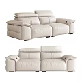 Modern Light Colored Leather Two Seater Sofa With Comfortable Backrest And Armrests