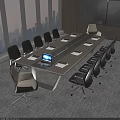 Modern Conference Table With Documents In Meeting Room Large Windows City View And Chairs