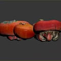 Colorful Fresh Pumpkins in Red Orange and Green Striped Hues on Dark Display Background