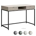 Modern Home Desk Design With Grey Drawers And Black Metal Frame