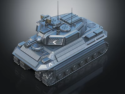 Modern Armored Military Tank With Tracked Chassis Turret Weapon System And Communication Antenna 3d model
