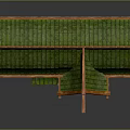 Cartoon Scene Featuring a Charming Fairy Tale Cottage with Green Sloped Roof and Wooden Frame