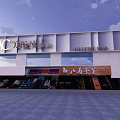 Shopping Mall Storefront With Brand Signages And Retail Shop Display Windows