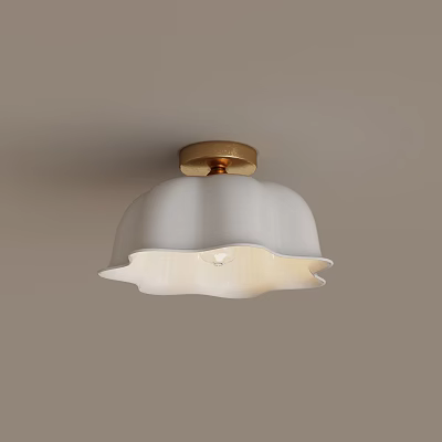 Elegant Modern Ceiling Light With White Wave Shade And Gold Base 3d model