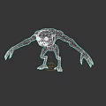Game Movie Character Slim Humanoid with Large Yellow Eyes and Long Limbs