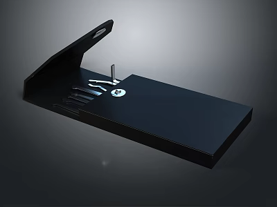 Black Office Folder Design With Paperclip Pen And Stationery Items 3d model
