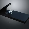 Black Office Folder Design With Paperclip Pen And Stationery Items