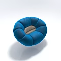 Blue Round Petal Shaped Single Sofa With Light Gray Center Design 3d model