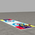 Indoor Colorful Curling Rink Setup With Stones Windmill And Scoreboard