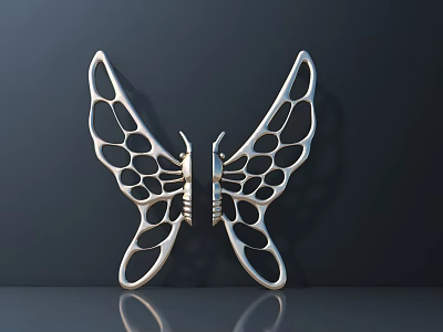 Metal Hardware Tool with Butterfly Shaped Hollow Design and Silver Decorative Finish 3d model