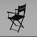 Black Director Folding Chair With Wooden Frame And Canvas Seat For Studio Use