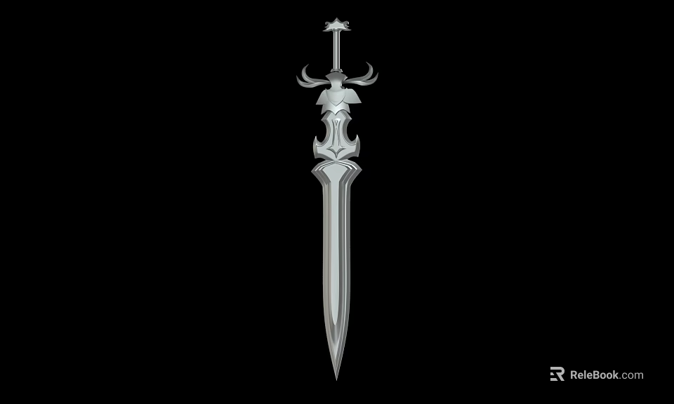 Ornate Decorative Sword With Intricate Hilt Design And Silver Blade 3d model