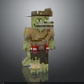 Pixel Style Crocodile Creature Character Wearing Hat And Red Clothing In Standing Pose