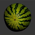Fresh Ripe Watermelon With Green And Yellow Stripes On Smooth Surface