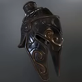 Ornate Decorative Helmet With Intricate Carvings Metallic Finish And Detailed Patterns