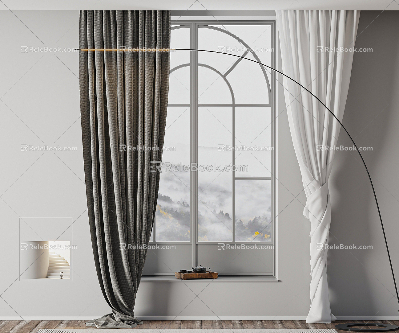 modern curtain gauze curtain 3d model