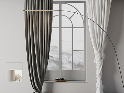 modern curtain gauze curtain 3d model