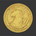 Household Gold Coin With Eagle Design Decorative Edge And White Background
