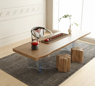 Modern Tea Table and Chair Tea Table Stool 3d model