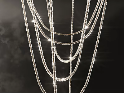 Elegant Crystal Chandelier With Multiple Hanging Chains And Sparkling Lights 3d model