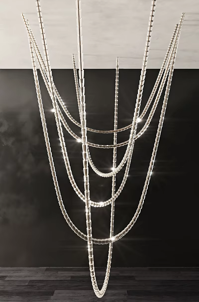 Elegant Crystal Chandelier With Multiple Hanging Chains And Sparkling Lights 3d model