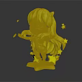 Playful Blue Haired Cartoon Character With Yellow Bikini And Stars On Star Shaped Base