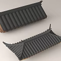 Traditional Chinese Roof Components With Black Tiles Wooden Frames And Eaves Design