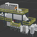 Industrial Processing Equipment With Multi Level Platforms Steel Frame And Yellow Railings