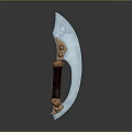 Traditional Curved Blade Weapon With Blue Steel Edge Brown Handle And Cross Symbol