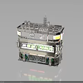 Detailed Multi Storey Building Model With Commercial Shopfronts Window Details And Top Floor Decorations