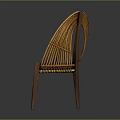 Stylish Handwoven Wicker Chair With Wooden Legs And Curved Back Design