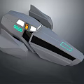Futuristic Gray Spaceship 3D Model With Green Glowing Lines And Cockpit Design