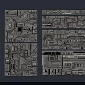 Futuristic Industrial Mechanical Structure With Complex Pipes And Metal Panels