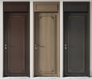 New Chinese Style Flat Door Single Door 3d model