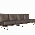 Black Leather Sectional Sofa with Modern Metal Frame and Sleek Design 3d model