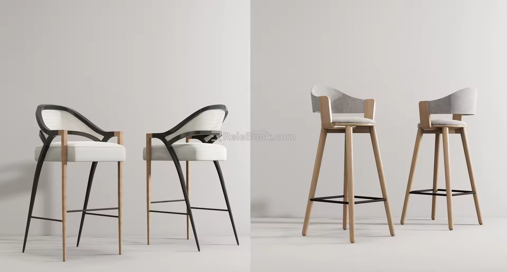 Nordic Bar Chair Combination 3d model