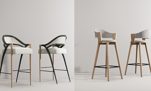 Nordic Bar Chair Combination 3d model