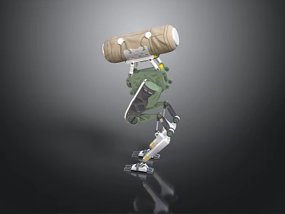 3D Mechanical Robot Design With Cargo Backpack And Articulated Legs 3d model
