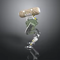 3D Mechanical Robot Design With Cargo Backpack And Articulated Legs 3d model