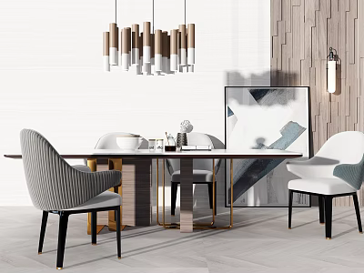 Light Luxury Dining Table and Chair Combination 3d model Light Luxury Dining Table and Chair Combination 3d model